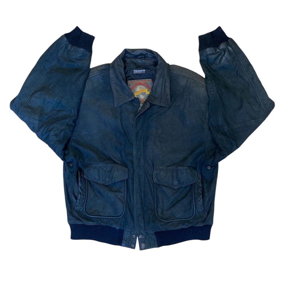 Adventure Bound By Wilsons Aviator Bomber Leather Jacket Men’s Black XL